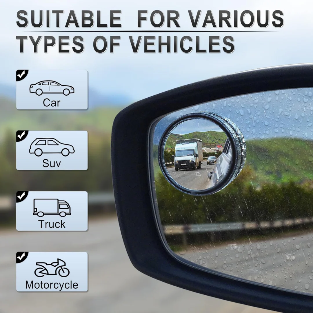 WIDE ANGLE BLIND SPOT MIRRORS – ELIMINATE BLIND SPOTS & DRIVE SAFELY WITH 360° HD WIDE VIEW