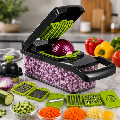 14-in-1 Mandoline Slicer & Vegetable Chopper— Multi-Function Food Cutter, Dicer & Grater