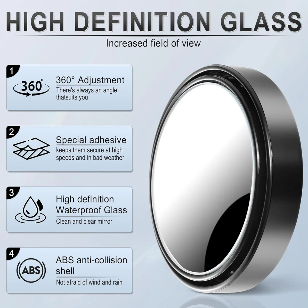 WIDE ANGLE BLIND SPOT MIRRORS – ELIMINATE BLIND SPOTS & DRIVE SAFELY WITH 360° HD WIDE VIEW