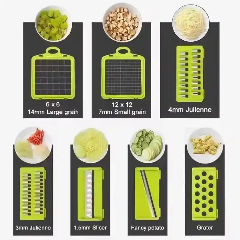 14-in-1 Mandoline Slicer & Vegetable Chopper— Multi-Function Food Cutter, Dicer & Grater