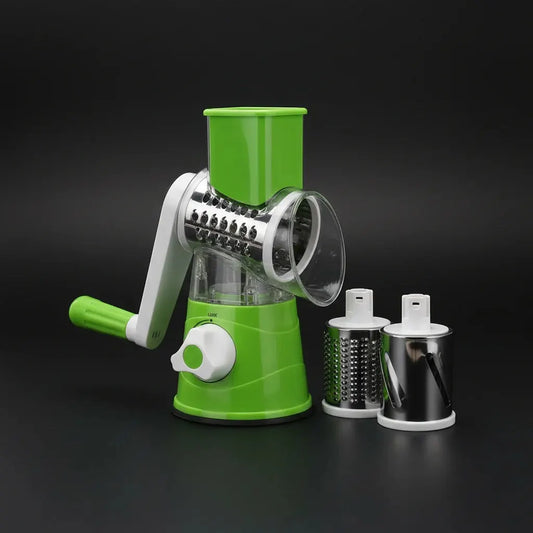 Multi-Functional Tabletop Drum Grater 3-in-1 Manual Vegetable Slicer, Shredder & Grater | Stainless Steel Blades