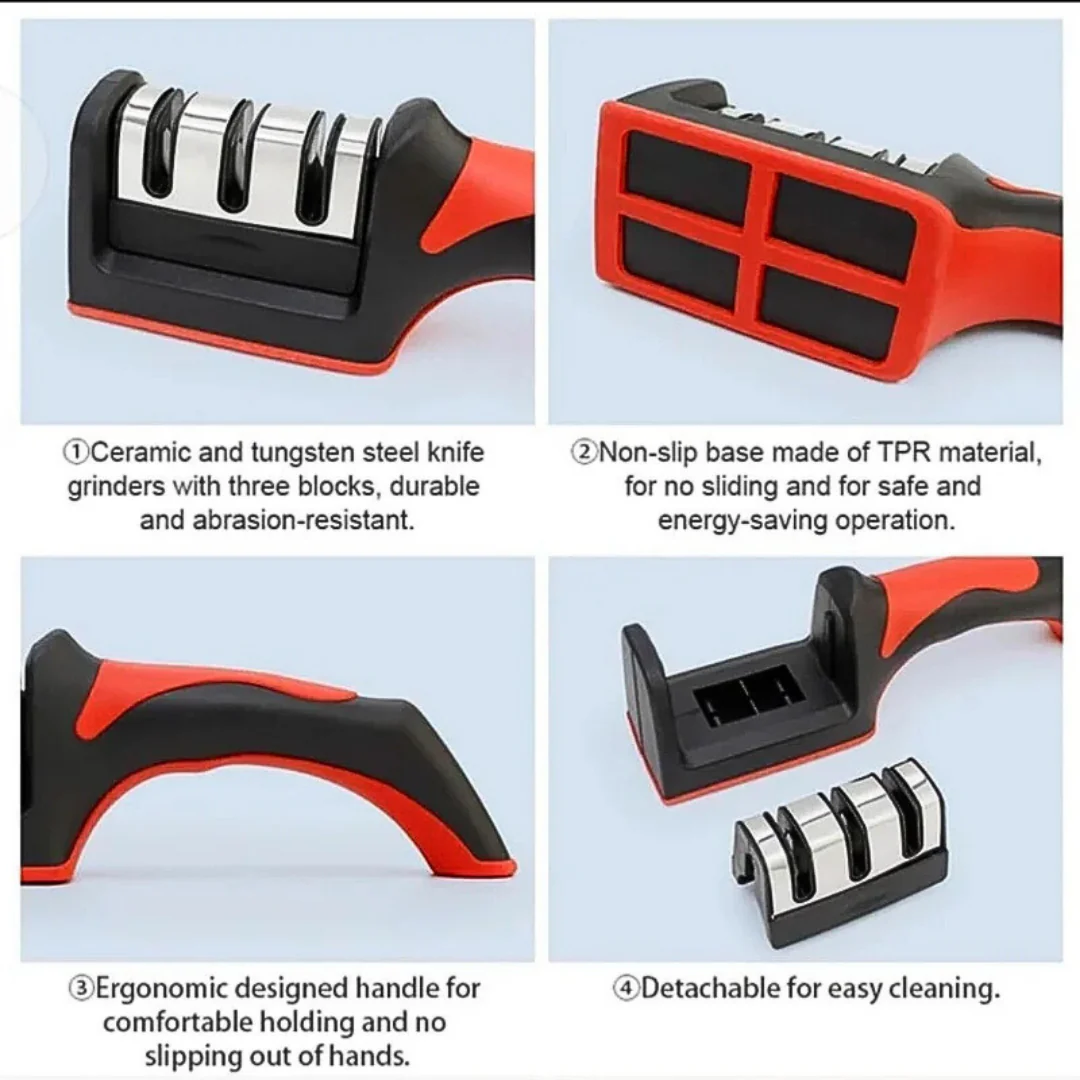 3-STAGE KNIFE SHARPENER – REPAIR, SHARPEN & POLISH DULL KNIVES IN SECONDS