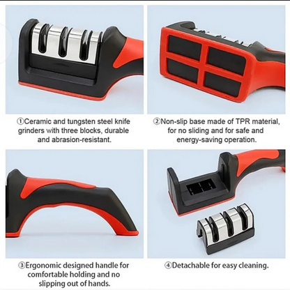 3-STAGE KNIFE SHARPENER – REPAIR, SHARPEN & POLISH DULL KNIVES IN SECONDS