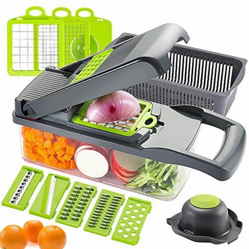 14-in-1 Mandoline Slicer & Vegetable Chopper— Multi-Function Food Cutter, Dicer & Grater