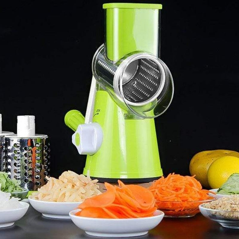 Multi-Functional Tabletop Drum Grater 3-in-1 Manual Vegetable Slicer, Shredder & Grater | Stainless Steel Blades
